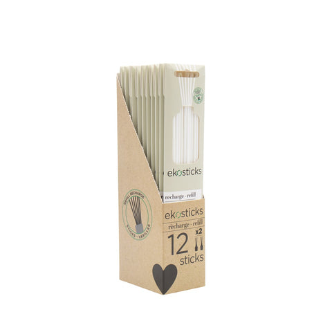 Estuche 12 Sticks Fibra Blanco 20,5cm Ekostick