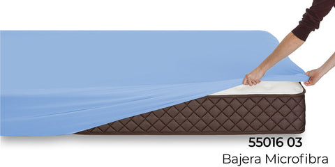 Sábana Bajera Ajustable Microfibra cama 150cm Celeste