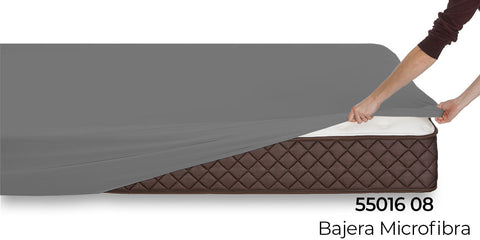 Sábana Bajera Ajustable Microfibra cama 150cm Gris Oscuro