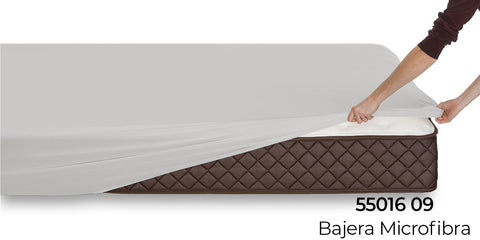 Sábana Bajera Ajustable Microfibra cama 150cm Gris Claro
