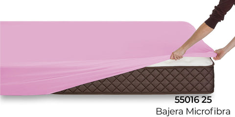 Sábana Bajera Ajustable Microfibra cama 150cm Rosa