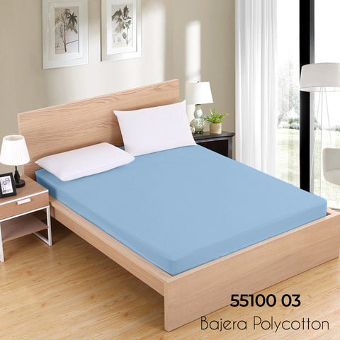 Sábana Bajera Celeste Cama 90cm Ajustable Polycotton