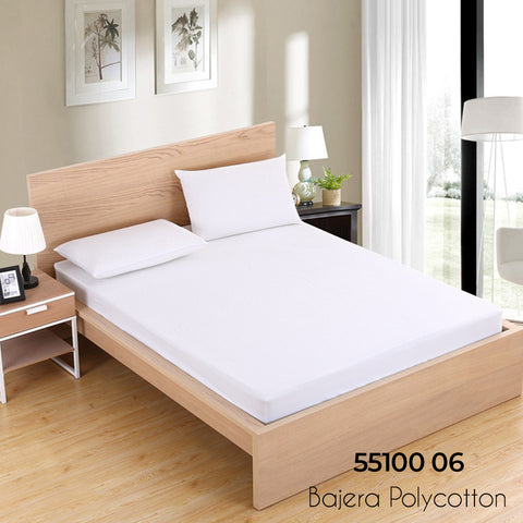 Sábana Bajera Blanca Cama 150cm Ajustable Polycotton