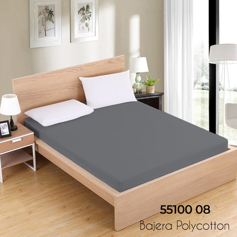 Sábana Bajera Gris Cama 150cm Ajustable Polycotton
