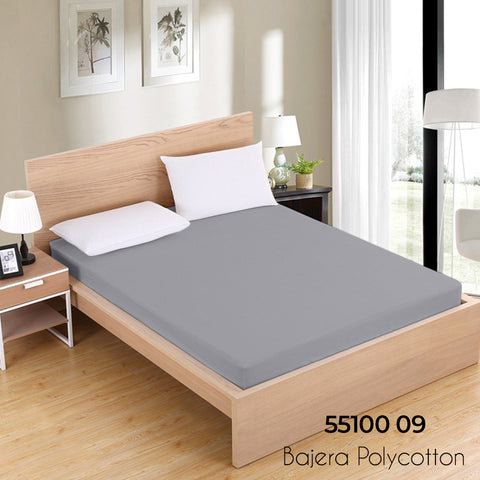 Sábana Bajera Gris Claro Cama 135cm Ajustable Polycotton