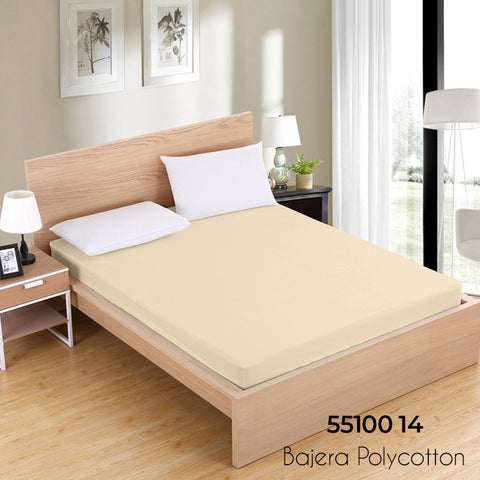 Sábana Bajera Crema Cama 135cm Ajustable Polycotton