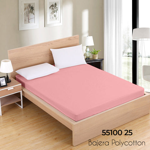 Sábana Bajera Rosa Cama 150cm Ajustable Polycotton