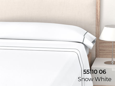 Juego de Sábanas Lisas cama 90cm Snow White 50% Algodón 50% Poliéster