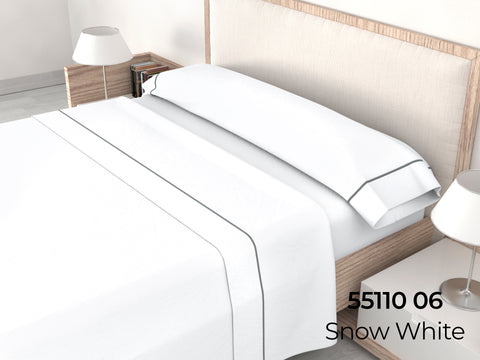 Juego de Sábanas Lisas cama 90cm Snow White 50% Algodón 50% Poliéster