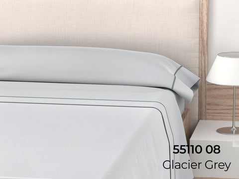 Juego de Sábanas Lisas cama 90cm Gris ''Glacier Grey'' 50% Algodón 50% Poliéster