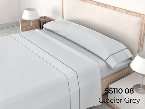 Juego de Sábanas Lisas cama 90cm Gris ''Glacier Grey'' 50% Algodón 50% Poliéster