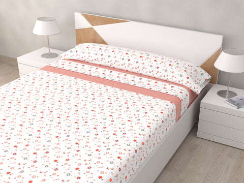 Juego de Sábanas cama 150cm Microfibra Lince Frida Coral