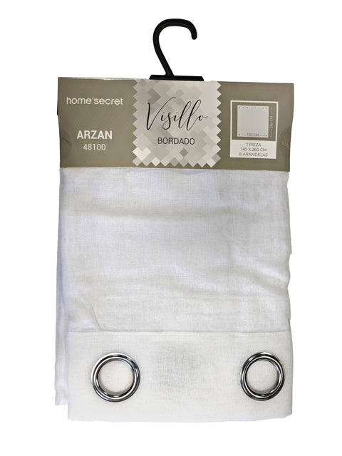 Cortina Visillo Bordado 140x260cm Arzan Blanco