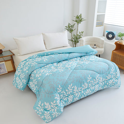 Edredón Estampado 150cm (240x260cm) Hojas Azul