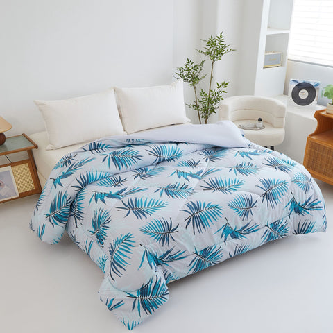 Edredón Estampado 150cm (240x260cm) Hojas Azul