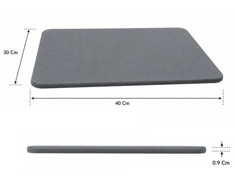 Alfombrilla de Secado Diatomita 40x30x0,9cm Gris Multiusos Cocina/Baño