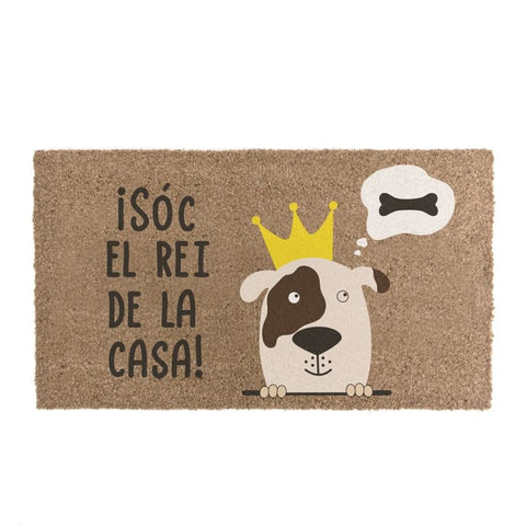 Estora en Català 40x70cm Animals amb Gos "Sóc el Rei de la Casa"