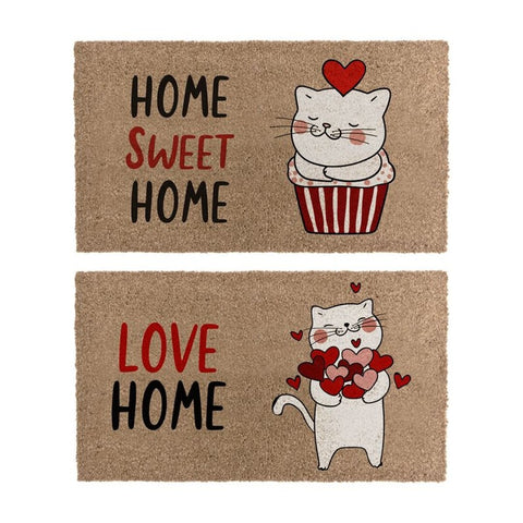 Felpudos Originales 40x70cm 2 Modelos Gatos Amor Animales ''Home Sweet Home" y "Love Home"