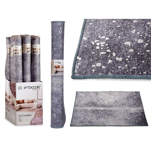 Alfombra Gris 100x150cm con Manchas Plateadas