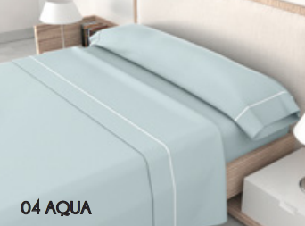 Juego de Sábanas Lisas cama 90cm Aqua ''Sky Gray'' 50% Algodón 50% Poliéster