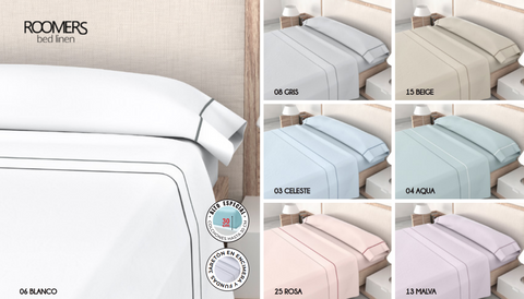 Juego de Sábanas Lisas cama 90cm Aqua ''Sky Gray'' 50% Algodón 50% Poliéster