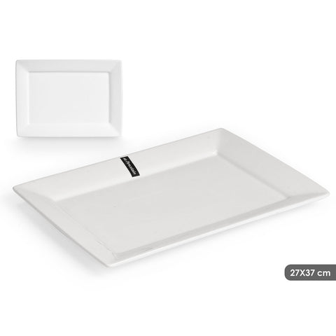 Bandeja Porcelana Blanca Rectangular 37cm