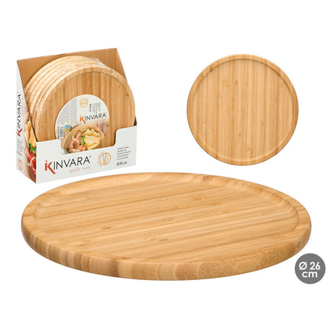 Bandeja Redonda Bambú 26x26cm