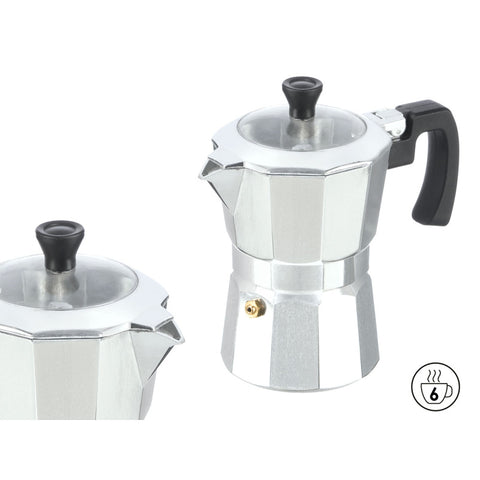 Cafetera Aluminio 6 Tazas Tapa Transparente