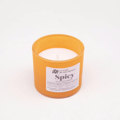 Vela Perfumada Spicy Canela Naranja Vaso Vidrio 90g Casa de los Aromas