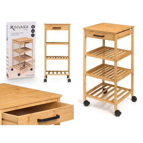 Carrito de Cocina Bambú 33x33x73cm