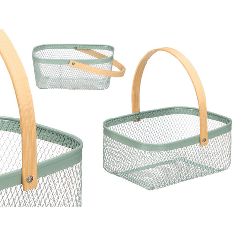 Cesta Rectangular Verde Asa Bambu