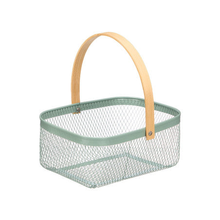Cesta Rectangular Verde Asa Bambu