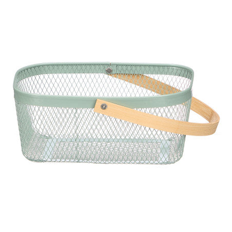 Cesta Rectangular Verde Asa Bambu
