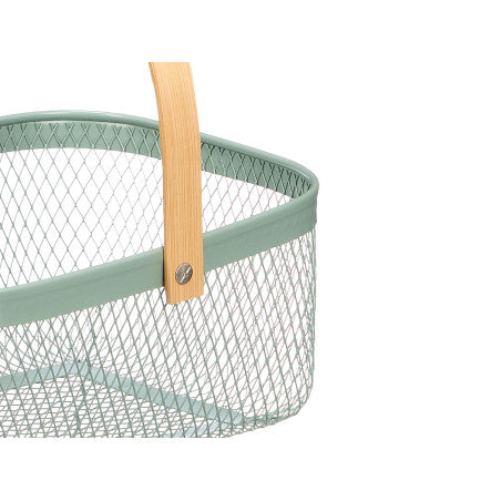 Cesta Rectangular Verde Asa Bambu