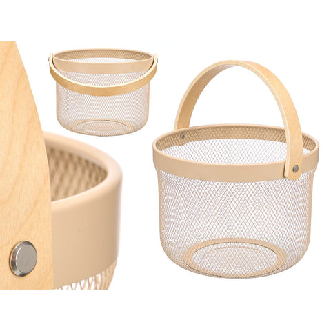 Cesta Redonda Asa Bambú Beige 27x28x20cm