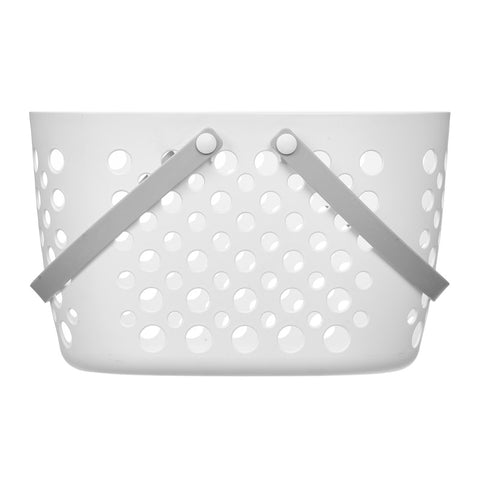 Cesto Ovalado Blanco Asas Gris 20x33x19cm
