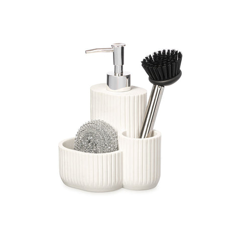 Dosificador Cocina Estropajo Cepillo Blanco