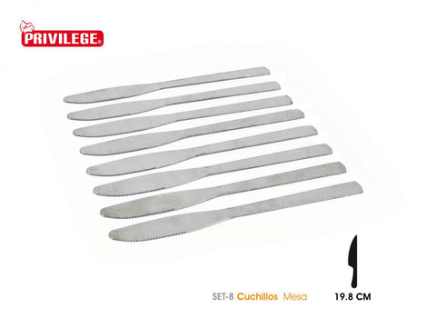 Set 8 Cuchillos de Mesa Acero Inoxidable