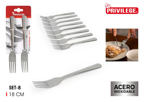 Set 8 Tenedores de Mesa Acero Inoxidable