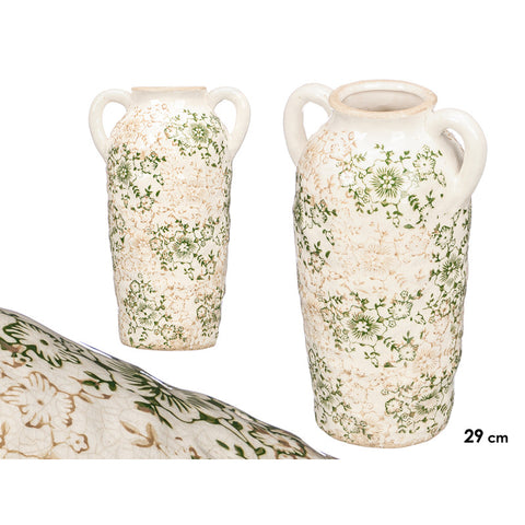 Jarrón Nonna 2 Asas Verde Beige 29cm