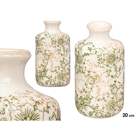 Jarrón Nonna Botella Verde Beige 20,5cm