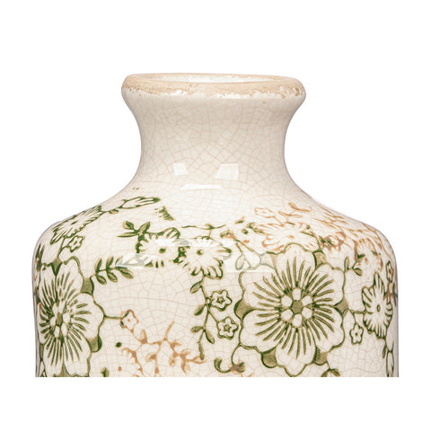 Jarrón Nonna Botella Verde Beige 20,5cm