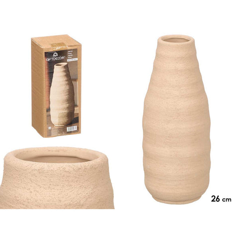 Jarrón Sahara Botella Rayas Tierra 26cm