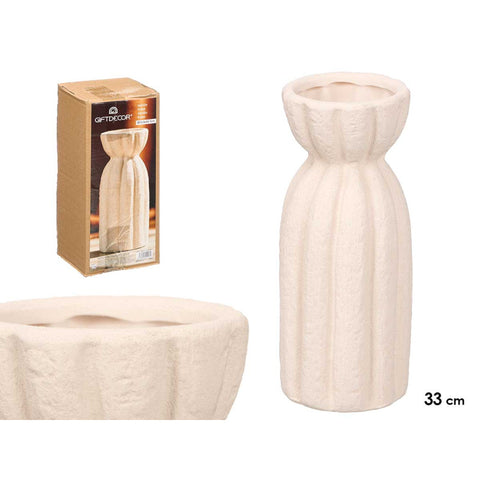 Jarrón Sahara Rayas Anchas Blanco 33cm