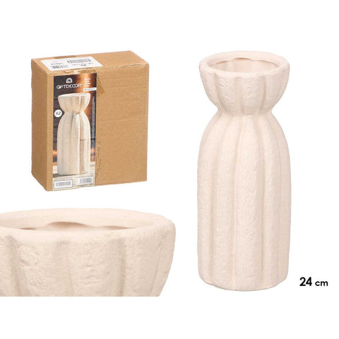 Jarrón Sahara Rayas Anchas Blanco 24cm