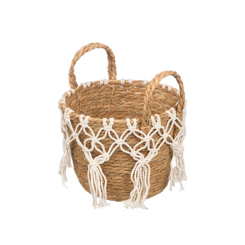 Macetero Macramé Colgante Blanco Pequeño
