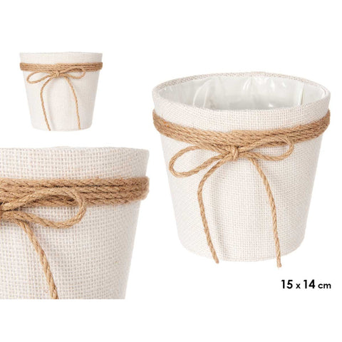Macetero Tela Lazo 15x14cm Blanco