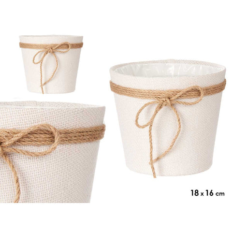 Macetero Tela Lazo 18x16cm Blanco