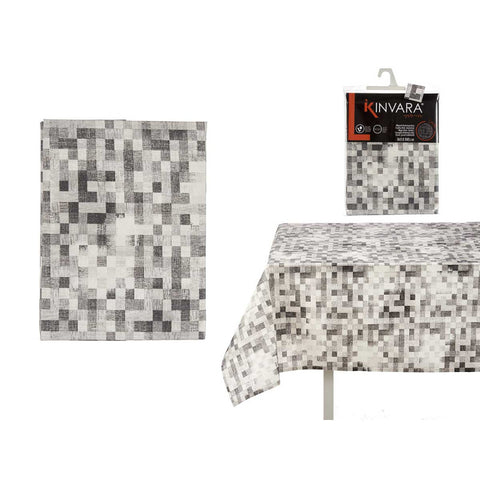 Mantel Loneta Antimanchas 140x180cm Cuadros Gris