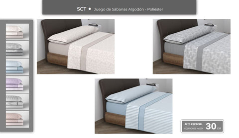 Juego de Sábanas 50% Algodón cama 150cm Cotone Lote Noche (Diseño Aleatorio)